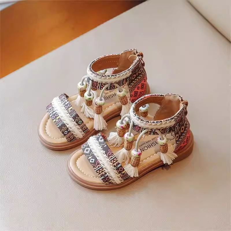 Tassel Kids Sandals – Ethnic Style Summer Shoes