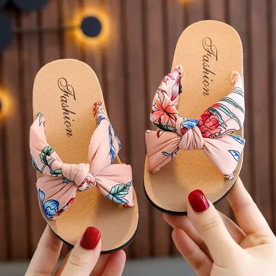 Floral Bow Cork Sandals for Girls – Lightweight Summer Slip-On Slide🩴 