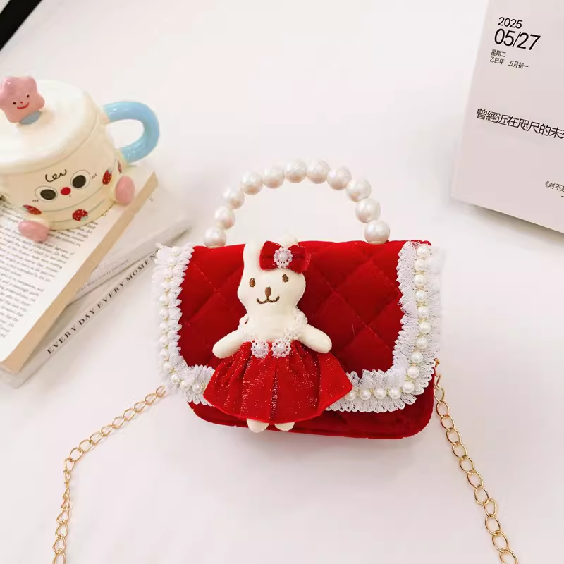 Ruby Charm Mini Pearl Handle Handbags for Girls