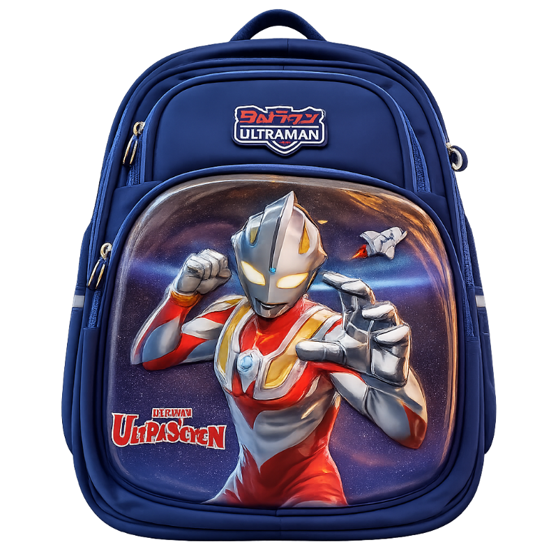 Kids Ultraman-Themed Blue School Backpack