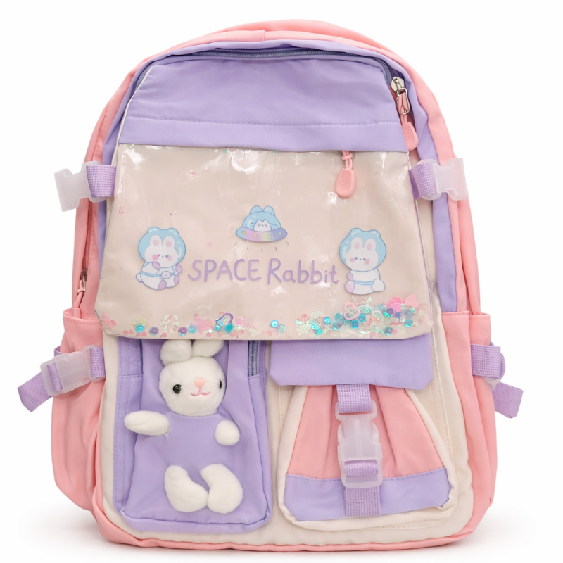 Space Rabbit Kawaii Pastel School Backpack