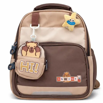 Kids Cartoon Bear School Backpack with Mini Pouch