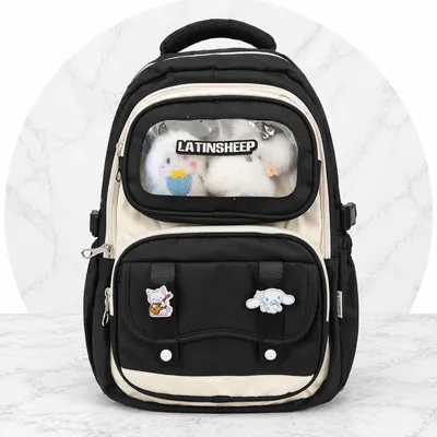 Latin Sheep Transparent Pocket School Backpack