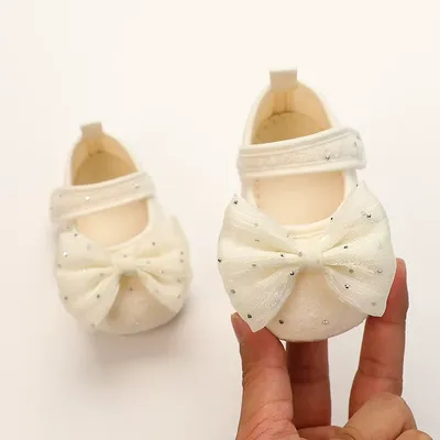 Baby Girls Cream Bow Soft Sole Shoes