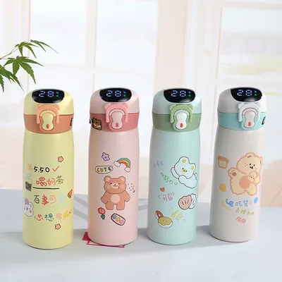 Smart Temperature Display Bear-Themed Water Bottle