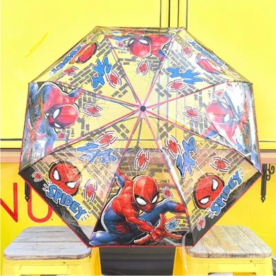Spidey & Friends Kids' Clear Bubble Umbrella – Animated Spider-Man Graphic Rain Gear
