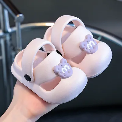 Kids Cartoon Bear Charm Clog Sandals