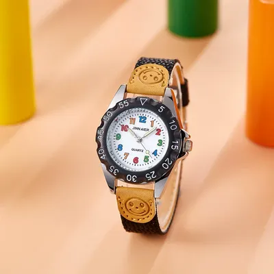Kids Colorful Learning Quartz Wrist Watch with Smiley Strap