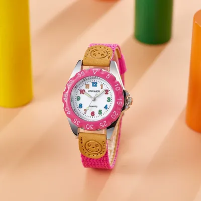 Kids Colorful Learning Quartz Wrist Watch with Smiley Strap