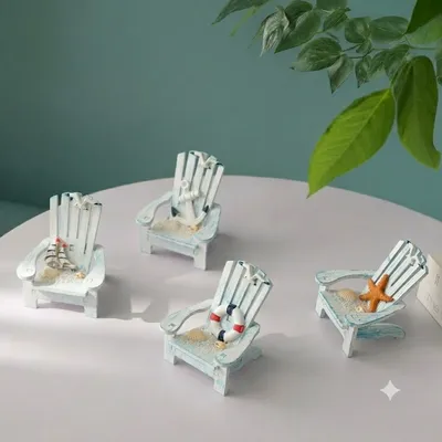 Nautical Miniature Adirondack Beach Chair Figurines Set