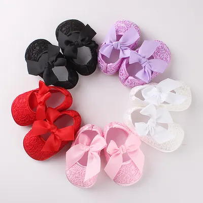 Baby Lace Bow Princess Shoes (Newborn & Infant Soft Sole Shoes)