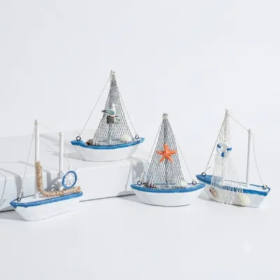 Mini Wooden Sailboat Decorative Showpiece