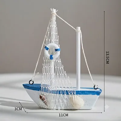 Mini Wooden Sailboat Decorative Showpiece