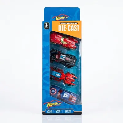 Superhero-Themed Die-Cast Toy Car Set – 4 Pieces