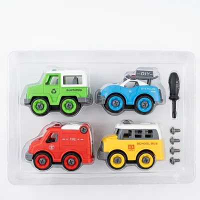 DIY Assembled Traffic Vehicle Toy Set – 4 Pieces