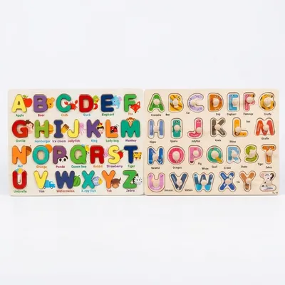 Wooden Alphabet Peg Puzzle Board Set 