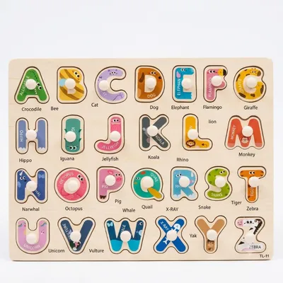 Wooden Alphabet Peg Puzzle Board Set 
