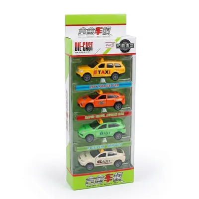 Die-Cast Taxi Car Model Set – 4 Pieces