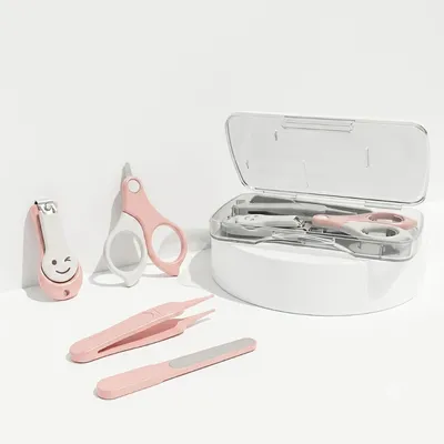 Baby Grooming Care Kit Set for Newborn Kids – Nail Clipper, Scissors, Tweezers & Storage Box – Pink