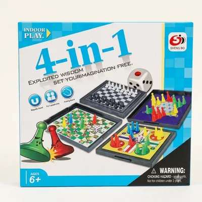 4-in-1 Indoor Play Magnetic Board Game Set
