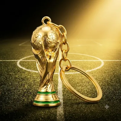 Golden Football Trophy Keychain