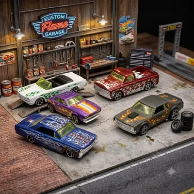 Hot Wheels HW Flame 5-Car Pack Die-Cast Toy Car Set OT