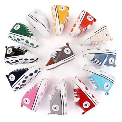 Baby High-Top Canvas Sneakers – Multi-Color Soft Sole Shoes