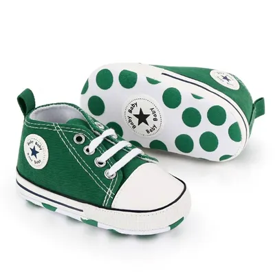 Baby High-Top Canvas Sneakers – Multi-Color Soft Sole Shoes