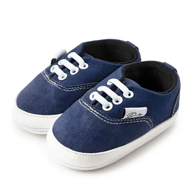 Baby Navy Canvas Lace-Up Shoes – Soft Sole Pre-Walker Sneakers