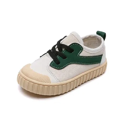 Baby Green Patch Canvas Sneakers – Soft Sole Casual Shoes