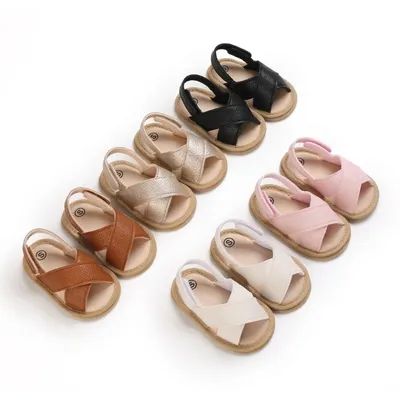 Baby Cross-Strap Sandals – Multi-Color Soft Sole Summer Shoes