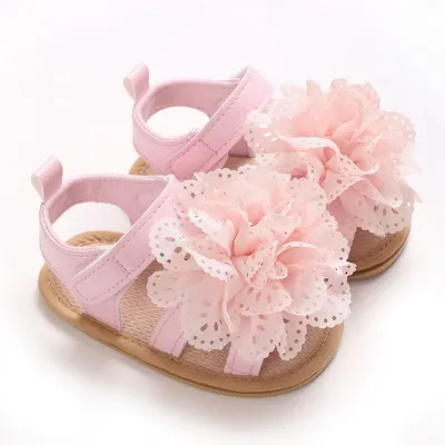 Baby Lace Flower Sandals – Soft Sole Princess Summer Shoes