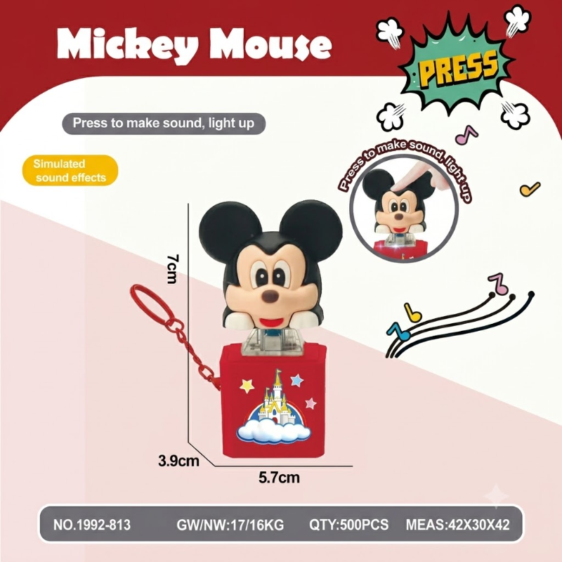 Cartoon Character Light & Sound Fun Button Keychain Toy