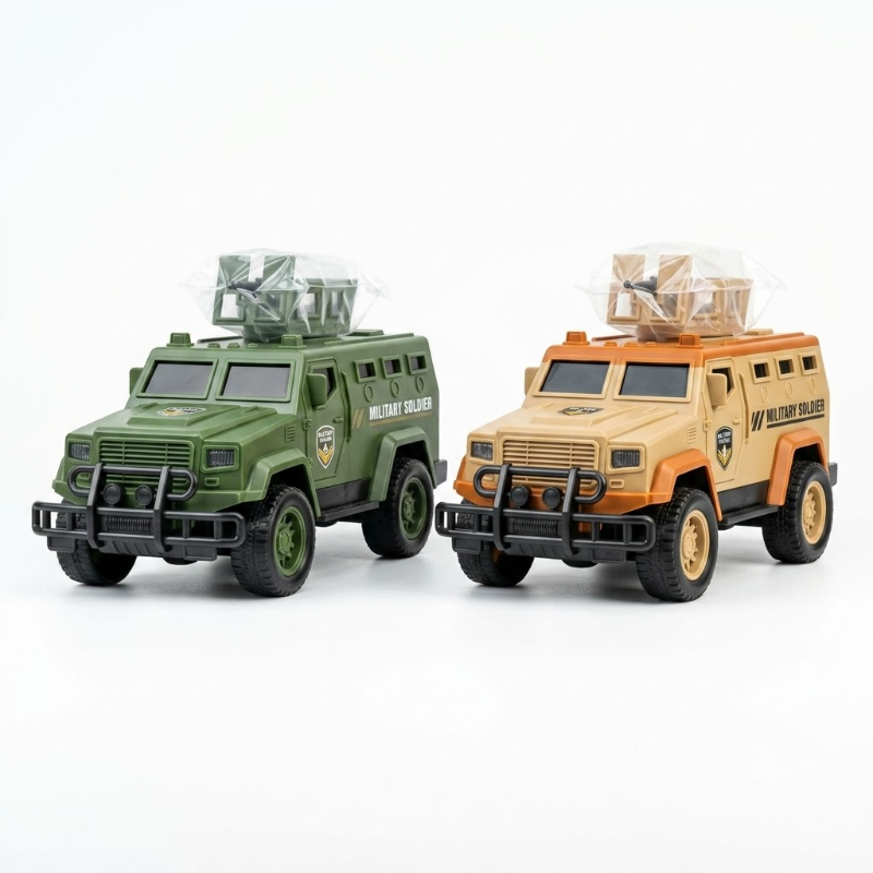 Military Armored Vehicle Toy with Rotating Roof Turret – Assorted Colors