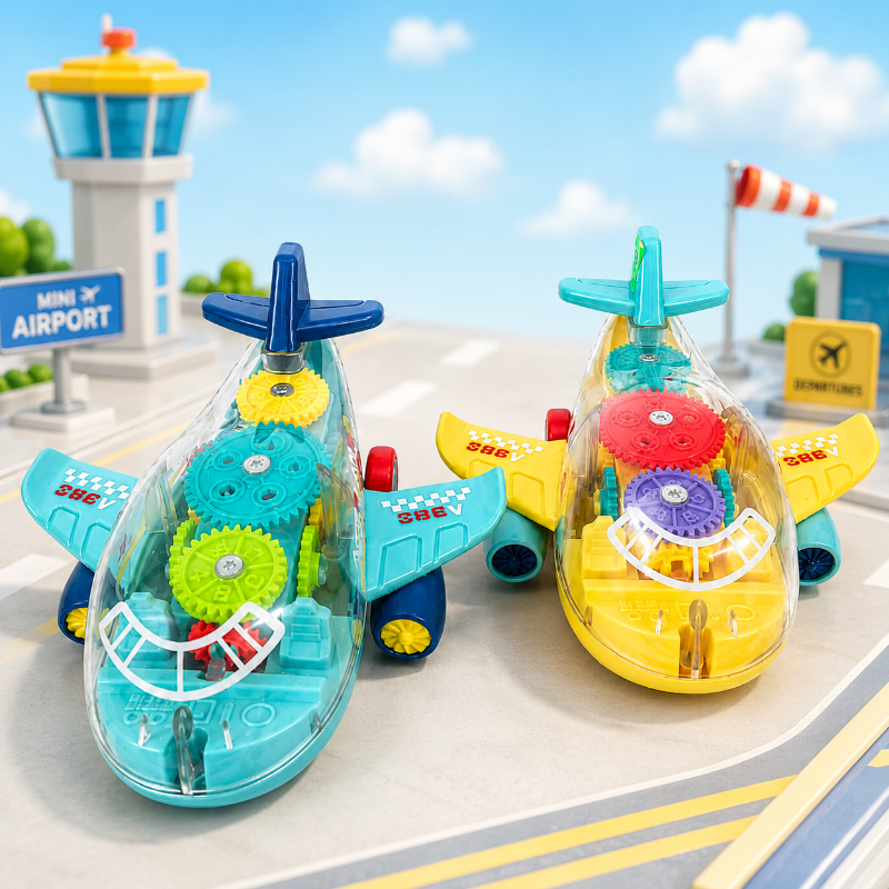 Transparent Gear Rotation Toy Airplane