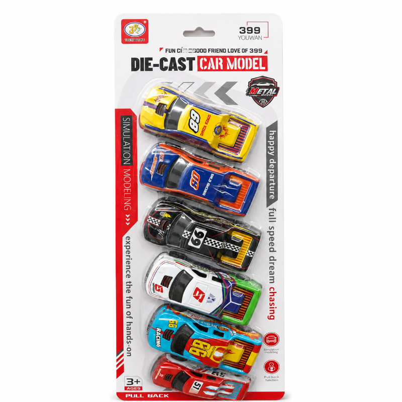 6-Piece Die-Cast Pull-Back Racing Car Set