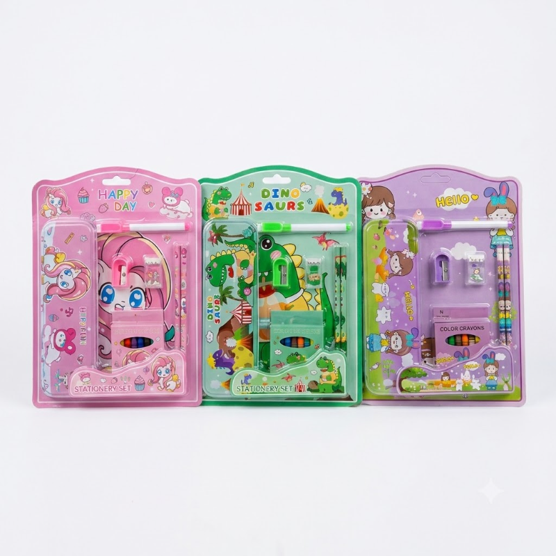 Kids' Multi-Piece Cartoon Stationery Gift Set