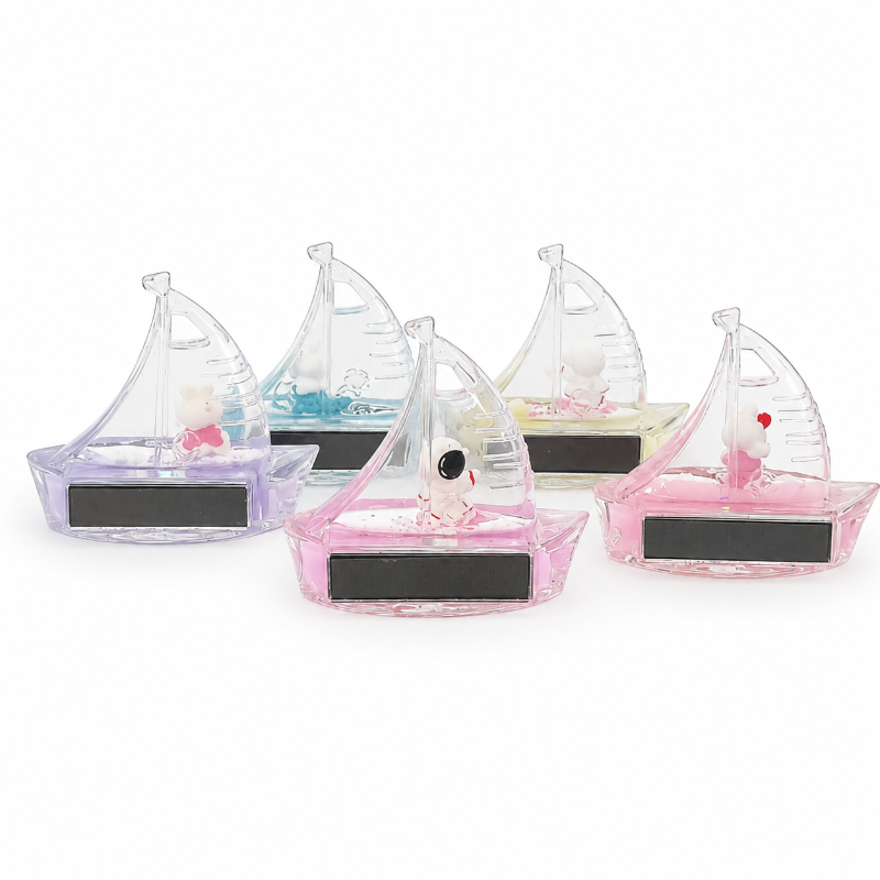 Solar-Powered Crystal Sailboat Animal Figurine  – Assorted Colors
