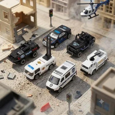 6-Piece Die-Cast Police Vehicle Toy Set
