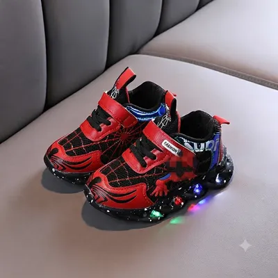 Kids’ Superhero LED Light-Up Sneakers – Red