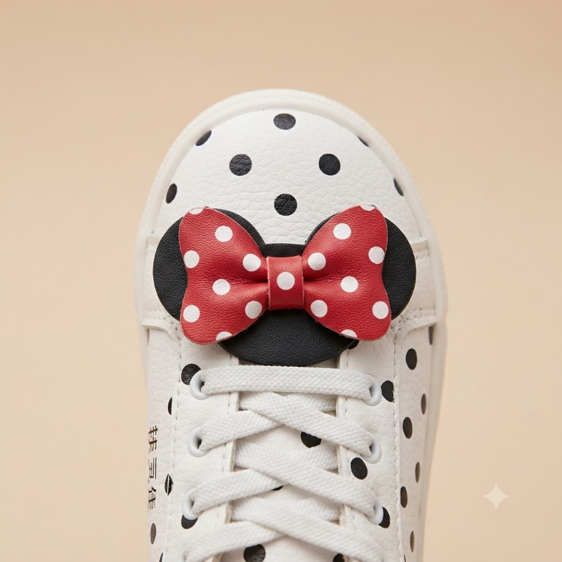 Girls’ Polka Dot Bow LED Light-Up Sneakers – White