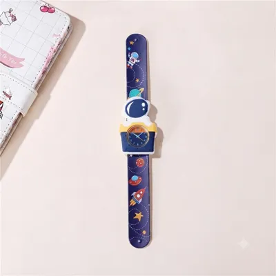 Kids’ Astronaut Space-Themed Slap Wristwatch – Navy Blue