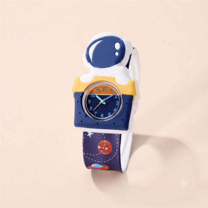 Kids’ Astronaut Space-Themed Slap Wristwatch – Navy Blue