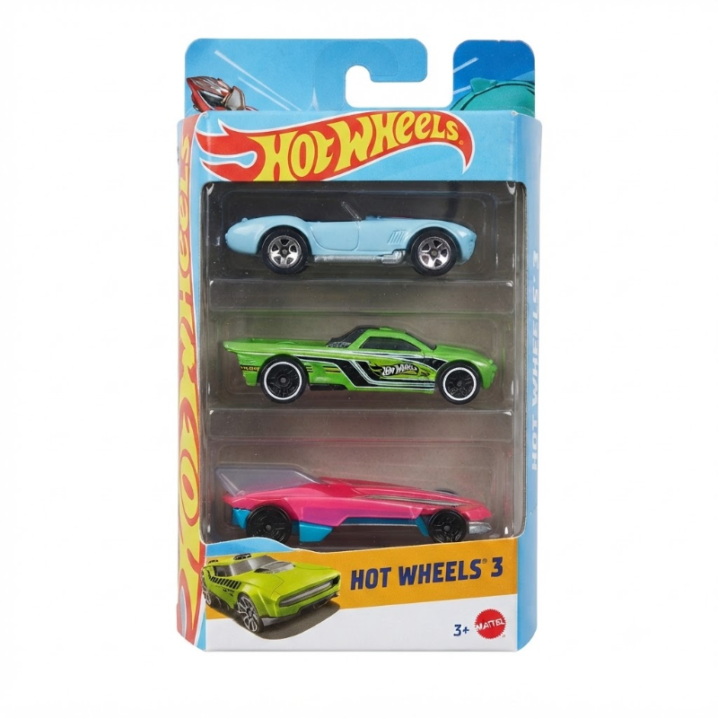 Hot Wheels 3-Car Die-Cast Toy Set – Assorted Mini Racing Cars