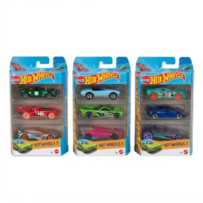 Hot Wheels 3-Car Die-Cast Toy Set – Assorted Mini Racing Cars
