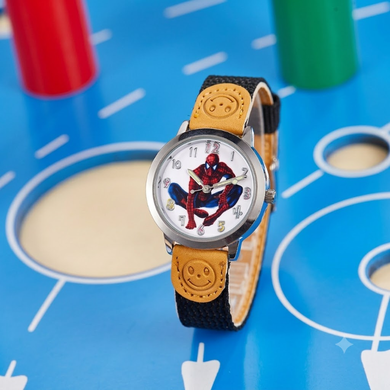 Kids Spider-Man Analog Watch with Smiley Accent Strap