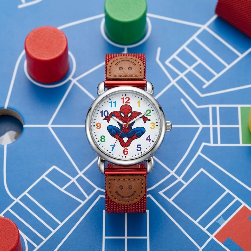 Kids Spider-Man Analog Watch with Smiley Accent Strap