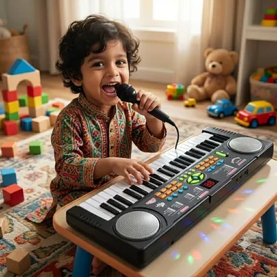 Kids 37-Key Electronic Musical Keyboard with Microphone & Dual Speakers-OT