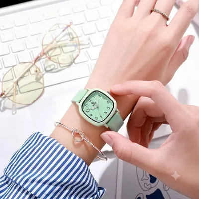 Luna Pastel Square-Dial Girls’ Fashion Watch