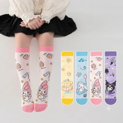 Kawaii Cartoon Girls’ Knee-High Socks – Colorful Cute Character Collection (4Set)